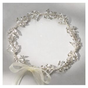 SWEETV Leaf Wedding Headpieces for Bride Silver Bridal Headband Flower Girl Headpiece Handmade Wedding Hair Accessories