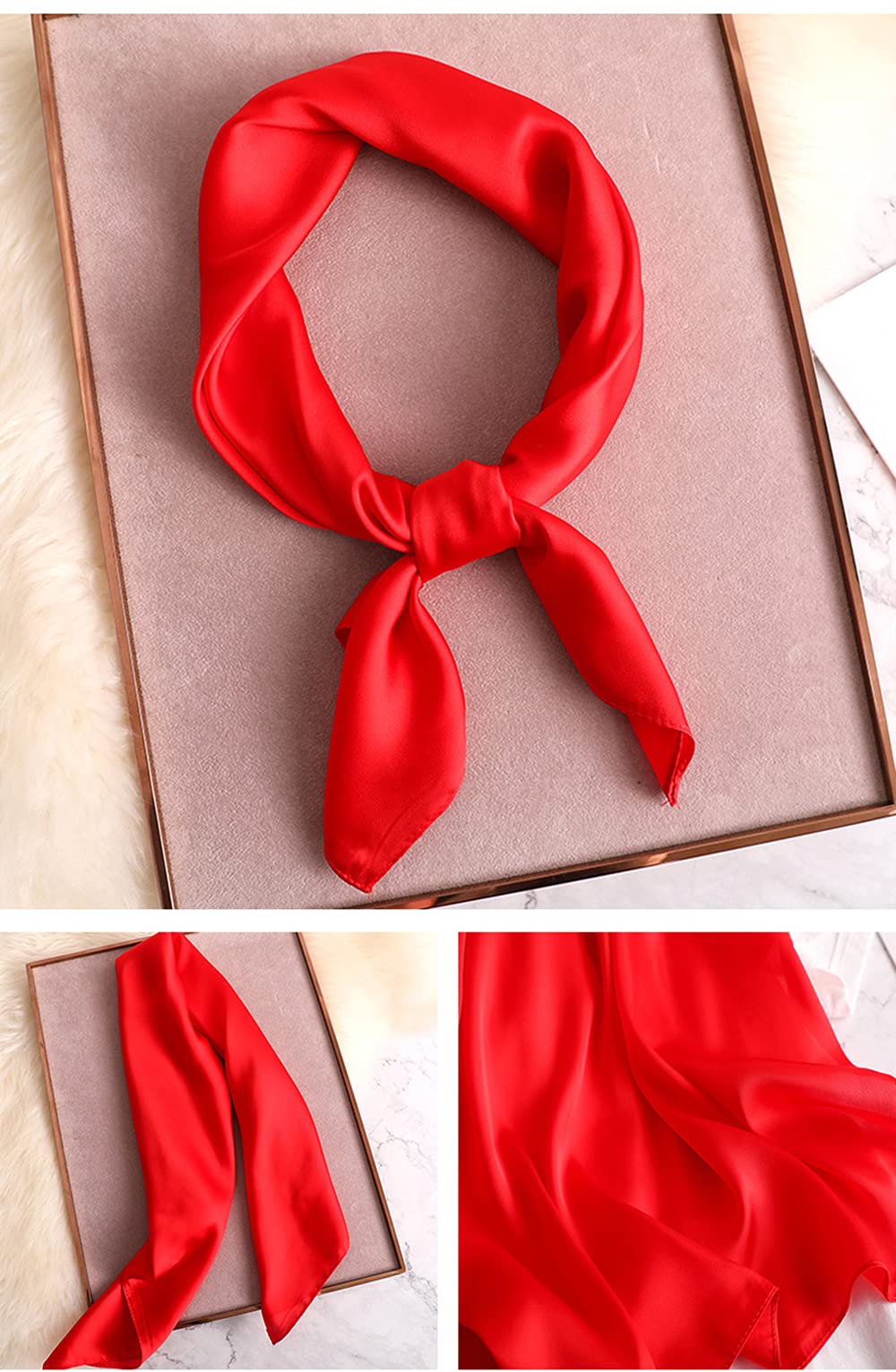 LNYSOTX Red Scarf Red Ascot Fred Scooby Doo 1950s Neck Scarf Satin Silk Mime Costume Accessories Hair Bandanas