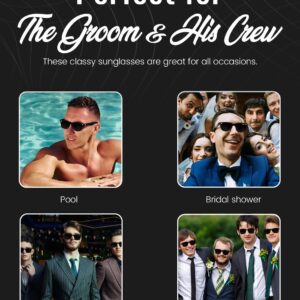 Bachelor Party Sunglasses - Set of (1) Groom & (7) Team Groom Black Sun Glasses | Groomsmen Sunglasses Bridal Party Ideas Groomsman Gift for Wedding Party Gifts Squad Favors for Men Proposal Supply