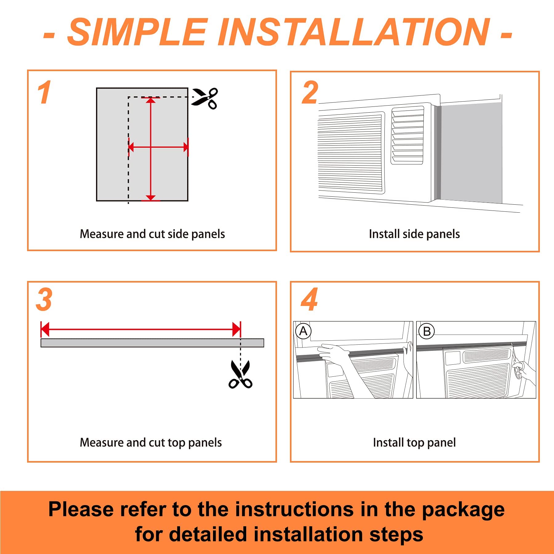 GCGOODS Window Air Conditioner Insulated Foam Panels, Winter Surround Insulation Side Panel with Top Seal Strip for Window AC Unit Indoor, White