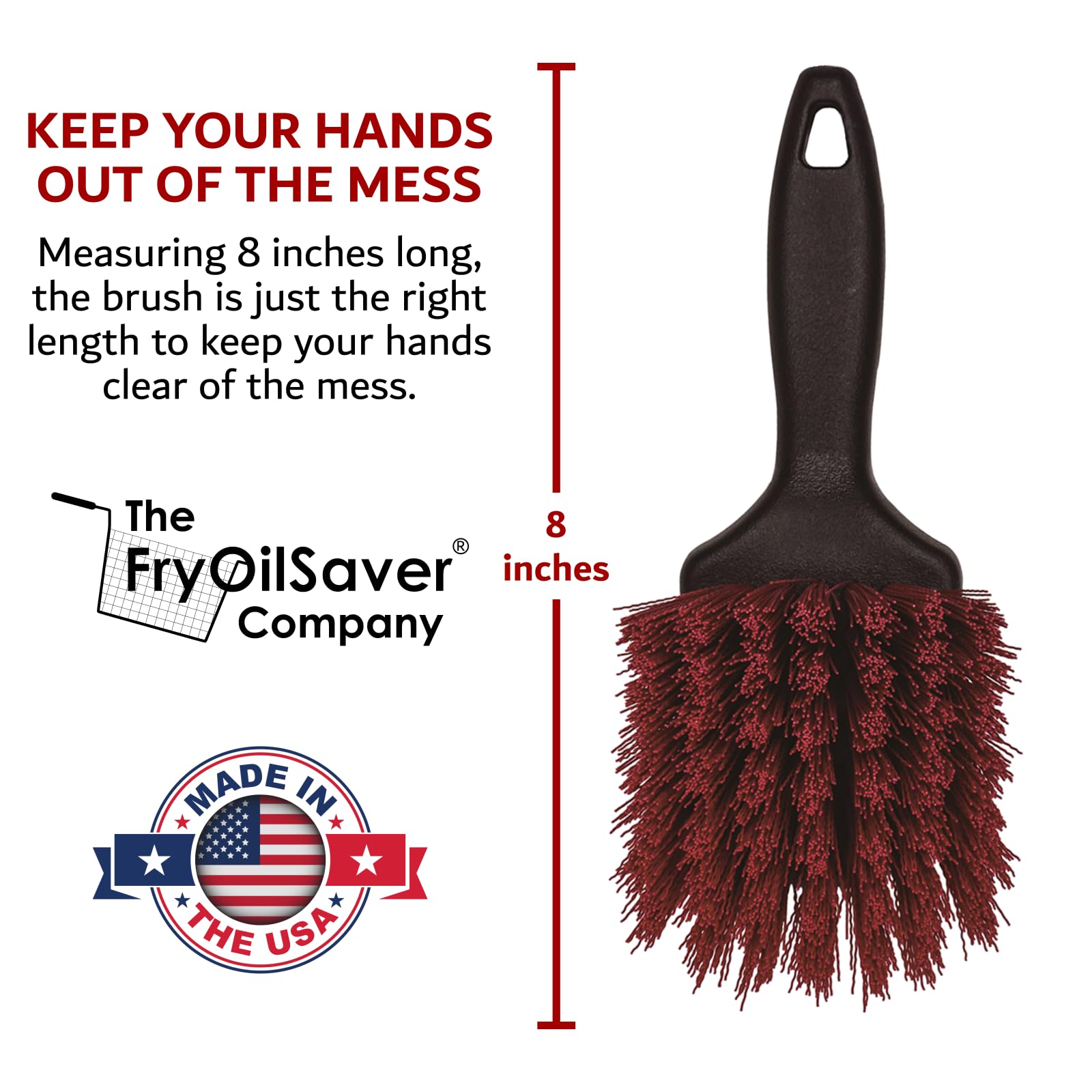 8" Pot & Dish Cleaning Brush, Dish Scrubber Brush, Stiff Bristle Brush for Kitchen Cleaning, Dishes, Pots, Pans, Sink, Stoves, Dish Scrub Brush for Home Use & Busy Restaurants by FryOilSaver Co. 90048