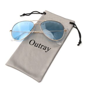 Outray Night Vision Polarized Aviator Sunglasses for Driving (Gold Frame/Blue Lens, Blue)