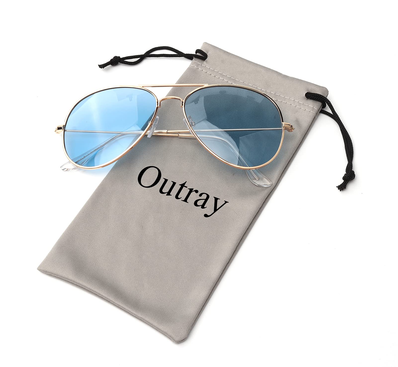 Outray Night Vision Polarized Aviator Sunglasses for Driving (Gold Frame/Blue Lens, Blue)