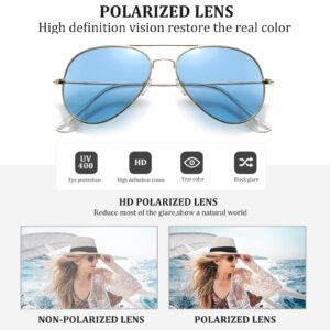 Outray Night Vision Polarized Aviator Sunglasses for Driving (Gold Frame/Blue Lens, Blue)