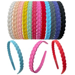 Springtime 12pcs Colorful Headbands for Girls Women Pigtail Hairbands With Teech Plastic Hard Hair Hoops