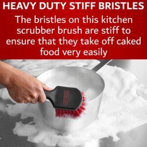 8" Pot & Dish Cleaning Brush, Dish Scrubber Brush, Stiff Bristle Brush for Kitchen Cleaning, Dishes, Pots, Pans, Sink, Stoves, Dish Scrub Brush for Home Use & Busy Restaurants by FryOilSaver Co. 90048