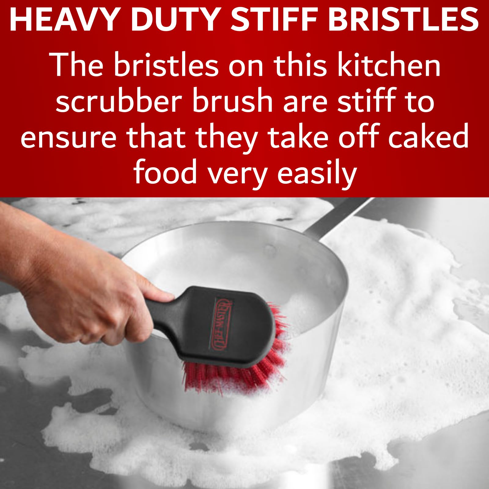 8" Pot & Dish Cleaning Brush, Dish Scrubber Brush, Stiff Bristle Brush for Kitchen Cleaning, Dishes, Pots, Pans, Sink, Stoves, Dish Scrub Brush for Home Use & Busy Restaurants by FryOilSaver Co. 90048