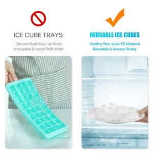 Reusable Ice Cubes for Drinks, 20 Pack Refreezable Plastic Ice Cubes BPA Free, Chills Drinks Without Diluting, Washable Fake Ice Cubes for Cocktails, Wine, Beer or Coffee Easy To Use