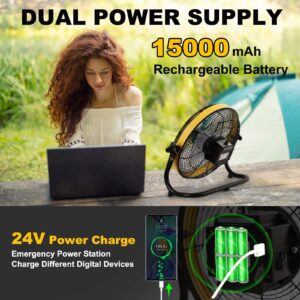 Smartele Battery Operated Fan, Battery Powered Fan, Rechargeable Floor Fan, Battery Fan for Camping, Portable & Rechargeable, 15000mAh Battery, Fast Charging, Run Up to 30 Hours, 16 inch