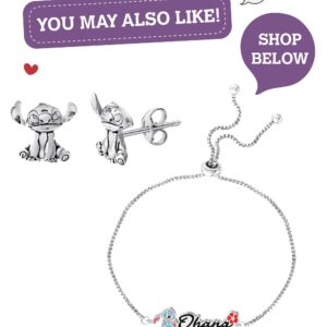 Disney Lilo & Stitch Sterling Silver Necklace for Women, 3D Pendant Stitch Necklace with 18-inch Chain Official License