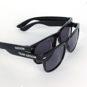 Bachelor Party Sunglasses - Set of (1) Groom & (7) Team Groom Black Sun Glasses | Groomsmen Sunglasses Bridal Party Ideas Groomsman Gift for Wedding Party Gifts Squad Favors for Men Proposal Supply