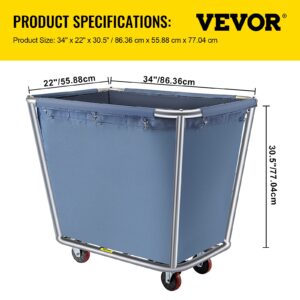 VEVOR Basket Truck, 8 Bushel Steel Canvas Laundry Basket, 3" Diameter Wheels Truck Cap Basket Canvas Laundry Cart Usually Used to Transport Clothes, Store Sundries Suitable for Hotel, Home, Hospital