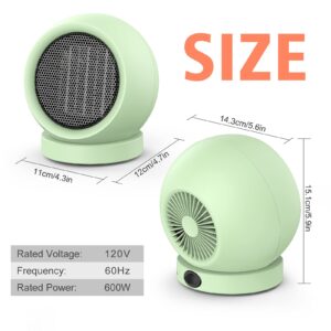 Coolfor Space Heater,PTC Ceramic Electric Desktop Heater High Output Fan for Home Bedroom Office Desk Indoor Use(Green)