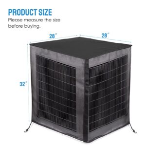 Joiish Air Conditioner Cover Full Mesh With Detachable Waterproof Top, Breathable & All Seasons, 28 x 28 x 32 Inch Outside Central AC Unit Protector Against Leaves, Weeds, Cottonwood and Debris