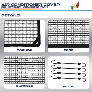 Windscreen4less 36"x36" A/C Unit Mesh Cover Air Conditioner Compressor Condenser Cover with Bungee Cords for Outside