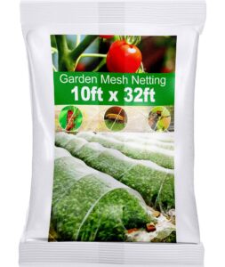 garden insect mesh netting 10ft x 32ft (3m x 10m), wohohoho 1mm ultra fine mosquito netting bug netting bird netting insect barrier, 60 mesh per inch plant cover for gardening vegetables fruit tree