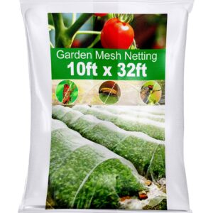 Garden Insect Mesh Netting 10ft x 32ft (3m x 10m), Wohohoho 1mm Ultra Fine Mosquito Netting Bug Netting Bird Netting Insect Barrier, 60 Mesh per Inch Plant Cover for Gardening Vegetables Fruit Tree