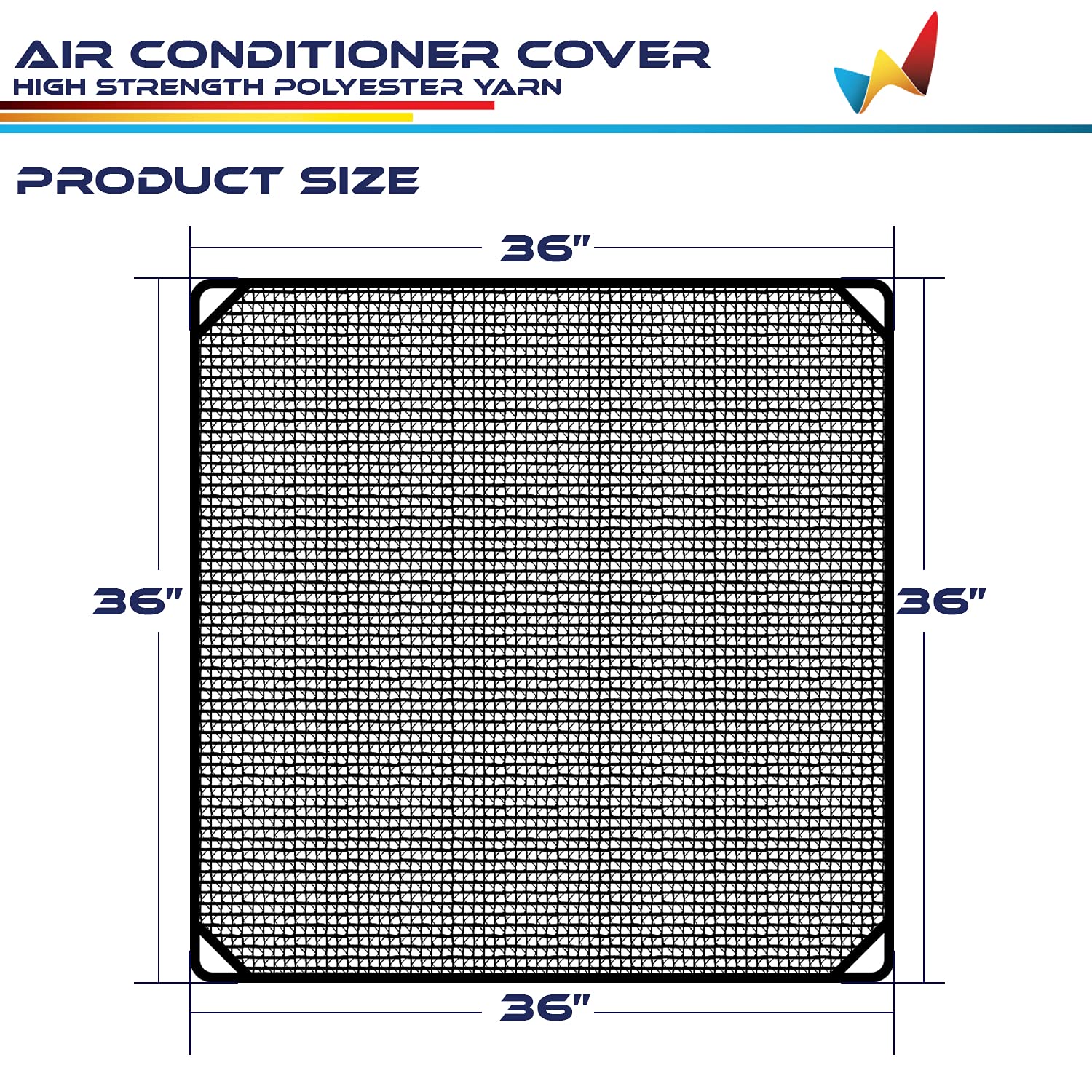 Windscreen4less 36"x36" A/C Unit Mesh Cover Air Conditioner Compressor Condenser Cover with Bungee Cords for Outside