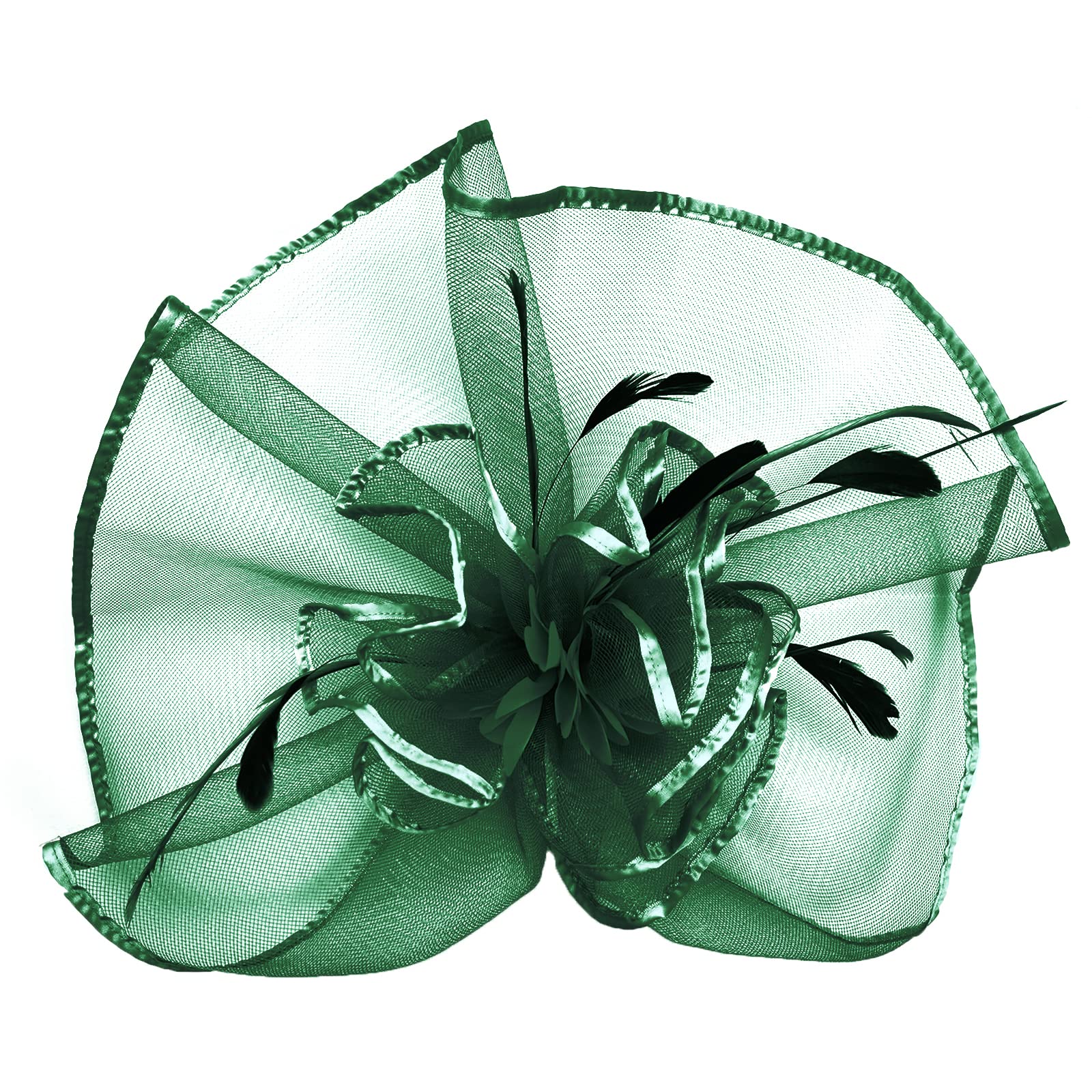 TS Fascinators Hat with Mesh Feather Hair Clip Tea Party for Wedding Cocktail Party or Special Occasion(Dark Green)