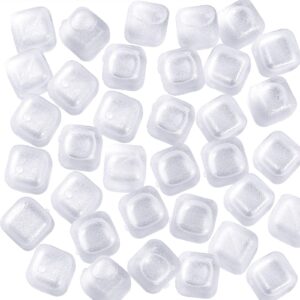 reusable ice cubes for drinks, 20 pack refreezable plastic ice cubes bpa free, chills drinks without diluting, washable fake ice cubes for cocktails, wine, beer or coffee easy to use