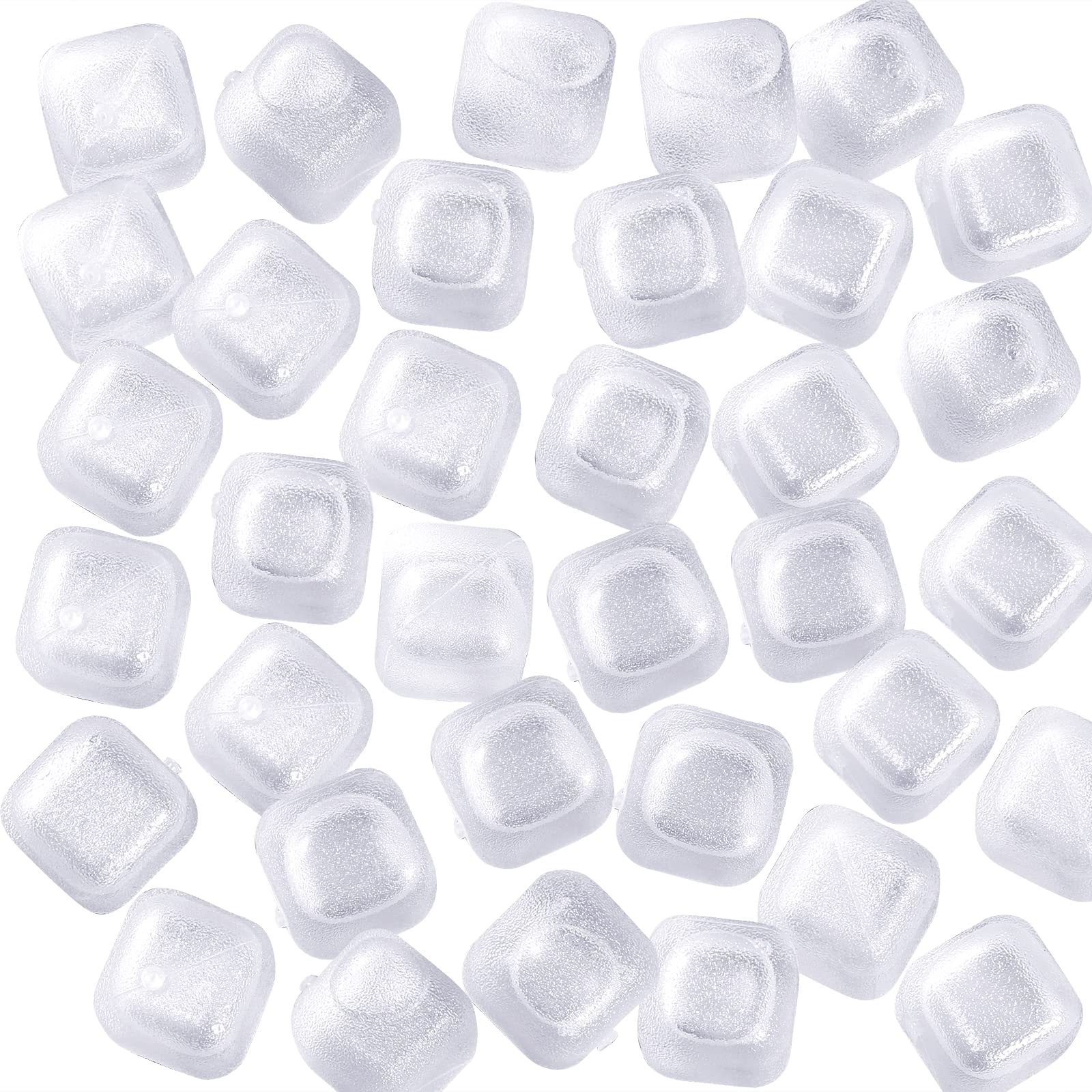 Reusable Ice Cubes for Drinks, 20 Pack Refreezable Plastic Ice Cubes BPA Free, Chills Drinks Without Diluting, Washable Fake Ice Cubes for Cocktails, Wine, Beer or Coffee Easy To Use