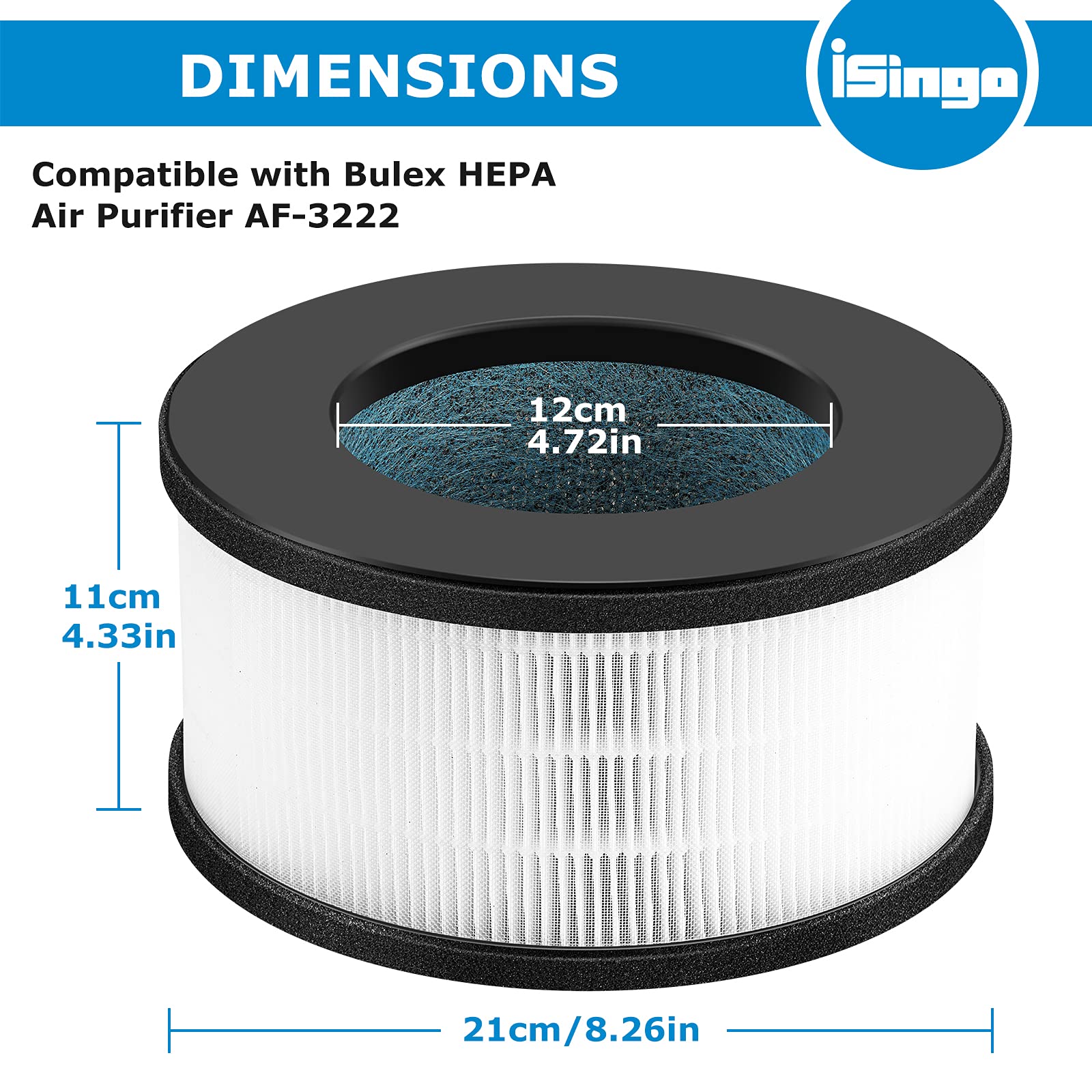 2 Pack AF-3222 H13 True HEPA Replacement Filter Compatible with Bulex AF-3222 Device, H13 Grade True HEPA Filter and Activated Carbon Filter Set