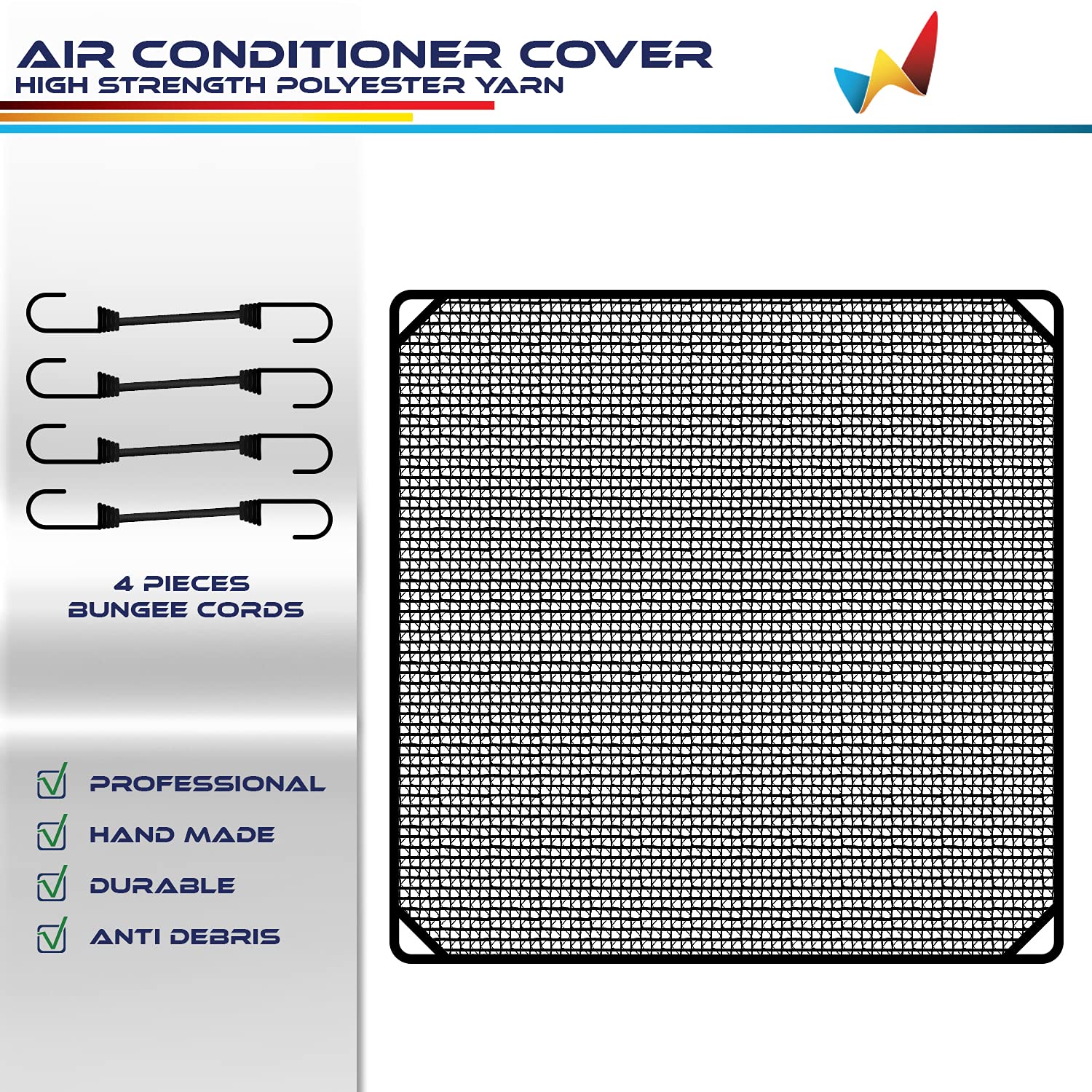 Windscreen4less 36"x36" A/C Unit Mesh Cover Air Conditioner Compressor Condenser Cover with Bungee Cords for Outside