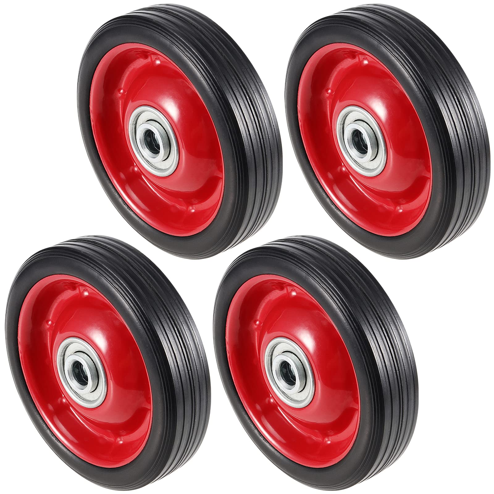 SEUNMUK 4 Pack 5" x 1.5" Solid Rubber Flat Free Tire, Premium Hand Truck Tires with Ball Bearings, 1/2 Inch Axle Hole, 88 lbs Capacity