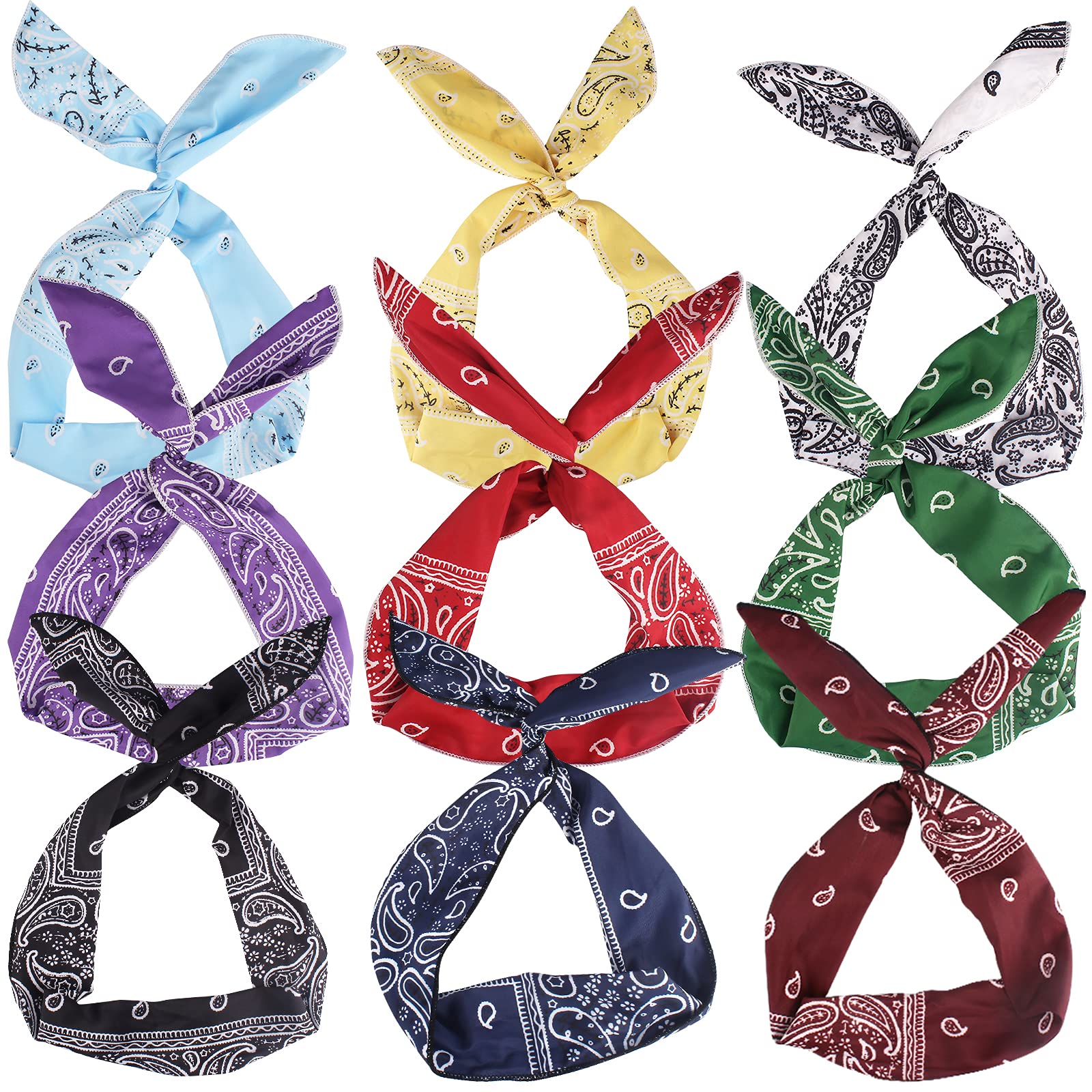 Ondder Wire Headbands for Women Paisley Wired Headbands Cute Bandana Headband Fashion Headbands Head Wraps for Women Girls Hair Accessories for Women