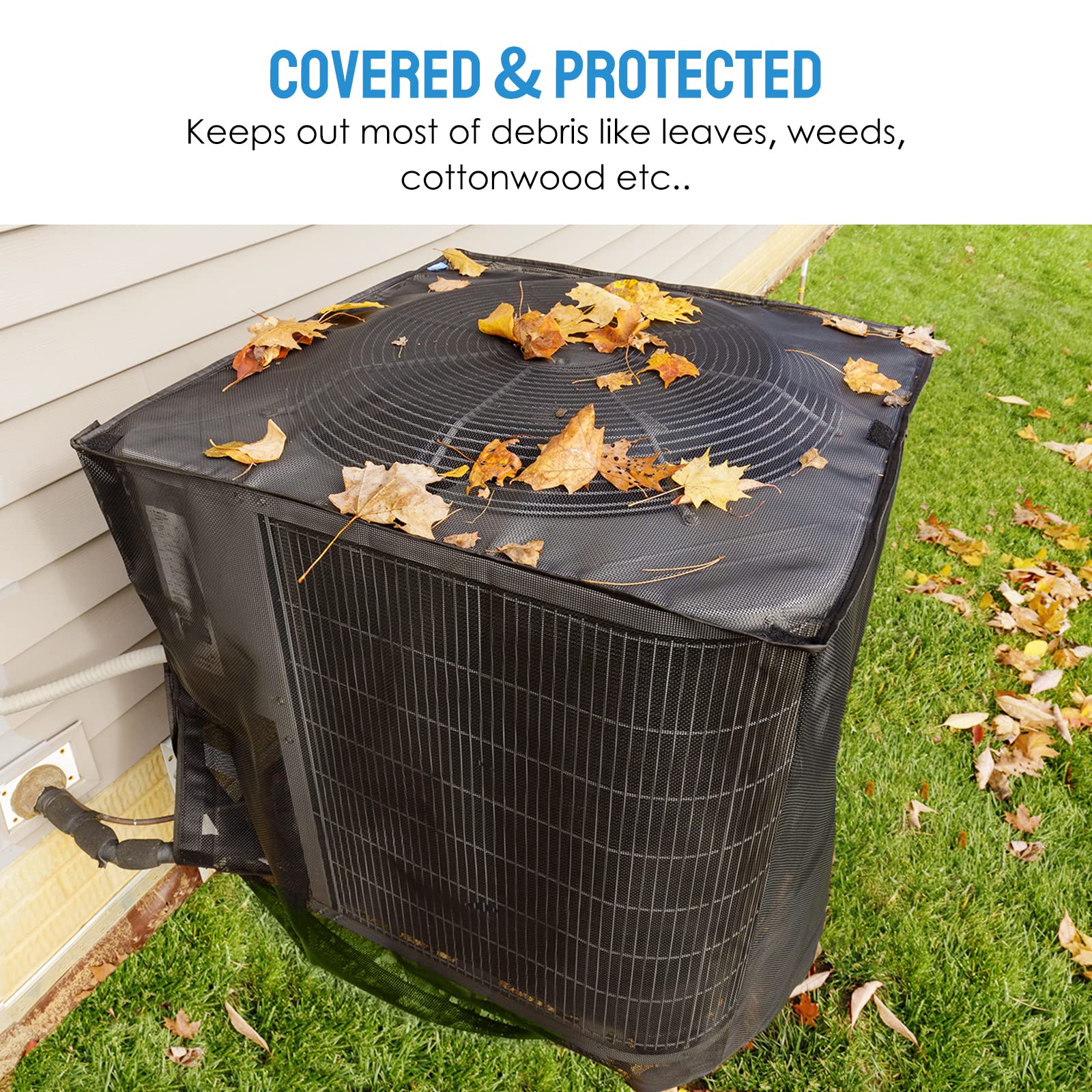 Joiish Air Conditioner Cover Full Mesh With Detachable Waterproof Top, Breathable & All Seasons, 28 x 28 x 32 Inch Outside Central AC Unit Protector Against Leaves, Weeds, Cottonwood and Debris