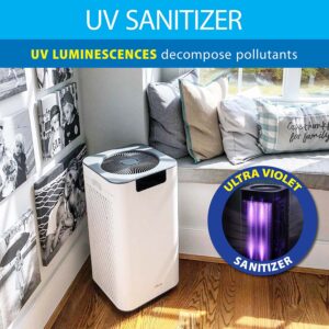 Soleus Air Multi-Room Hospital Quality PLASMA, UV, True HEPA Air Purifier with Laser Air Quality PM 2.5 indicator. For a total of 8 filters, LED Display, Extremely Efficient, up to 1,000 Sq. Ft with WiFi