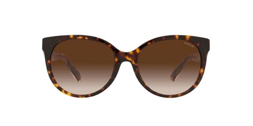 Coach HC8321 Sunglasses, Dark Tortoise/Brown Gradient, 55 mm