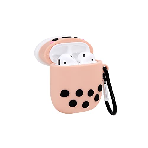 KIQ Cartoon for AirPods Case Cover Cute Soft Protective Cover w/Keychain for Women Men for Apple AirPods 2nd Generation Case AirPod Case 1st Generation Air Pod Silicone (Smiley Boba)