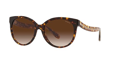 Coach HC8321 Sunglasses, Dark Tortoise/Brown Gradient, 55 mm