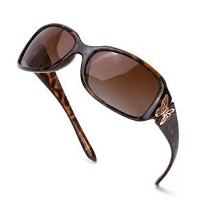 LVIOE Polarized Sunglasses for Women, Fashion Butterfly Decoration Driving Fishing-99.99% UV Protection