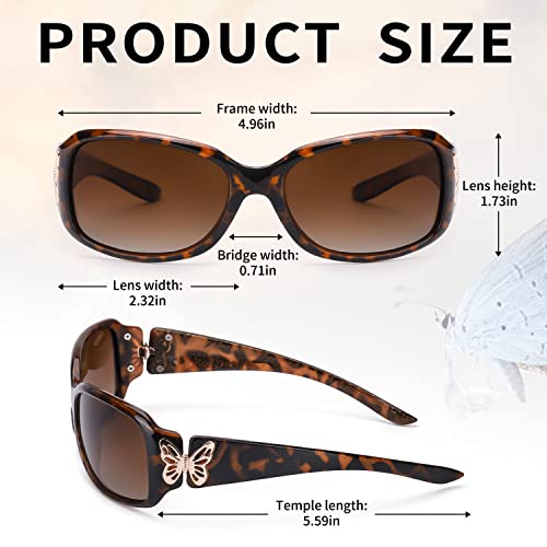 LVIOE Polarized Sunglasses for Women, Fashion Butterfly Decoration Driving Fishing-99.99% UV Protection