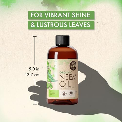 The Grow Co Organic Neem Oil - Pure Concentrate, Cold Pressed for Plants Indoor and Outdoor - Leaf Shine Spray (8 oz)