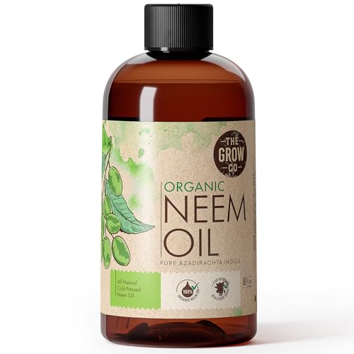 The Grow Co Organic Neem Oil - Pure Concentrate, Cold Pressed for Plants Indoor and Outdoor - Leaf Shine Spray (8 oz)