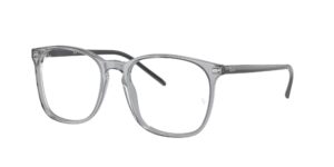 ray-ban rx5387f low bridge fit square prescription eyewear frames, transparent grey/demo lens, 54 mm