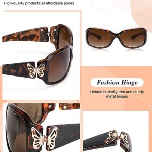 LVIOE Polarized Sunglasses for Women, Fashion Butterfly Decoration Driving Fishing-99.99% UV Protection