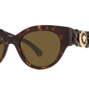 Versace Woman Sunglasses Havana Frame, Dark Brown Lenses, 52MM