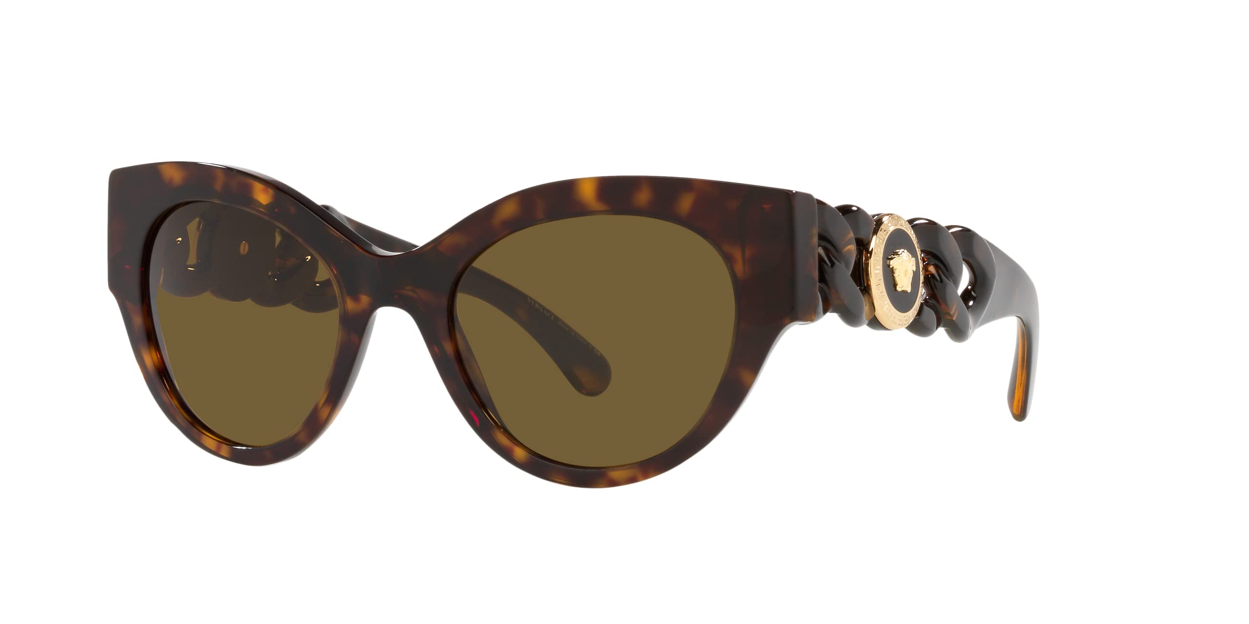 Versace Woman Sunglasses Havana Frame, Dark Brown Lenses, 52MM