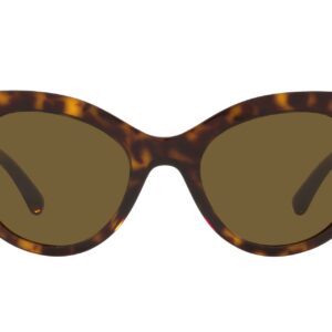 Versace Woman Sunglasses Havana Frame, Dark Brown Lenses, 52MM