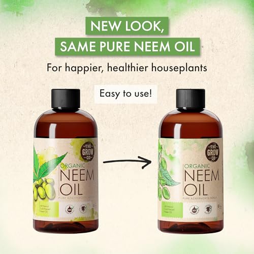 The Grow Co Organic Neem Oil - Pure Concentrate, Cold Pressed for Plants Indoor and Outdoor - Leaf Shine Spray (8 oz)