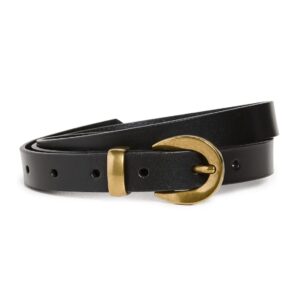 Madewell Women's Chunky Buckle Skinny Leather Belt, True Black, S