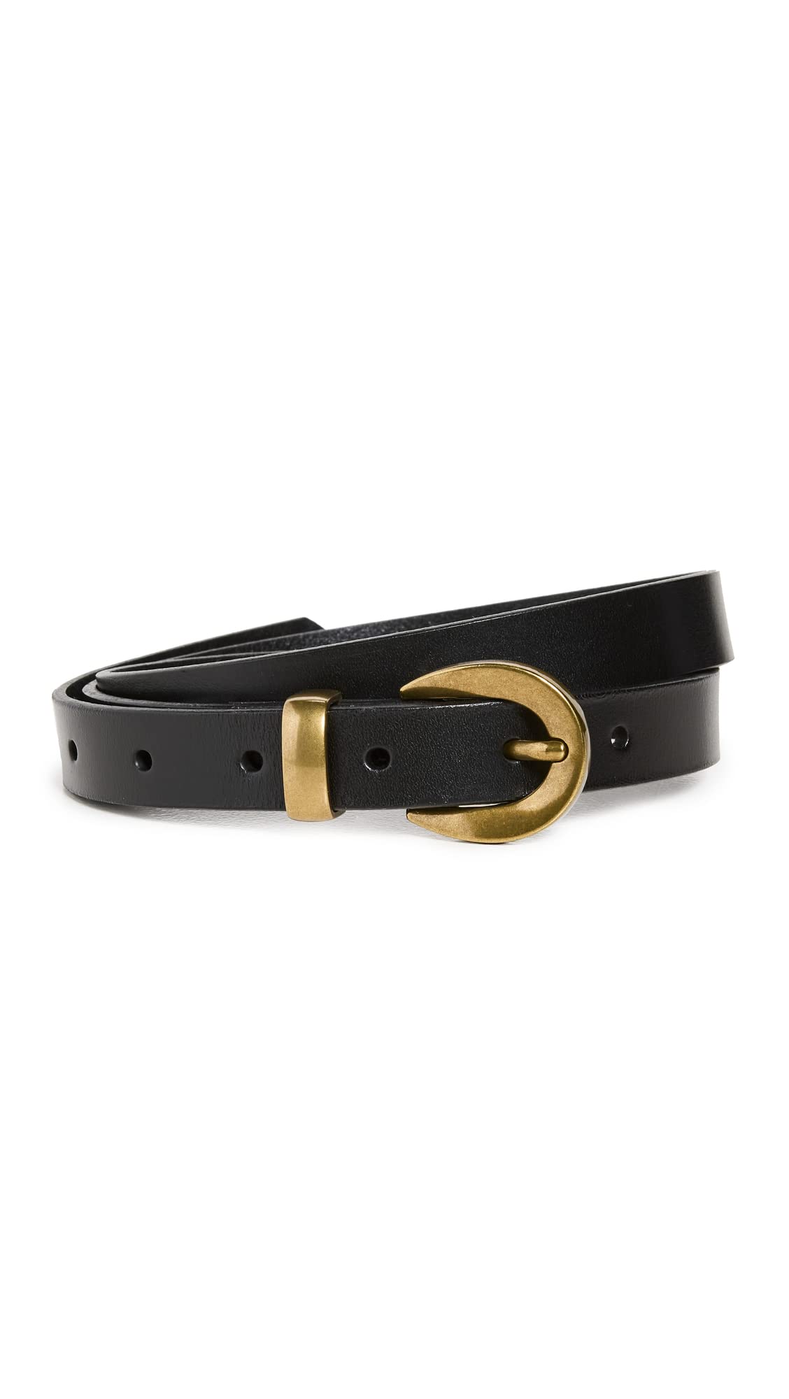 Madewell Women's Chunky Buckle Skinny Leather Belt, True Black, S