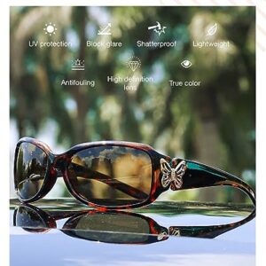 LVIOE Polarized Sunglasses for Women, Fashion Butterfly Decoration Driving Fishing-99.99% UV Protection