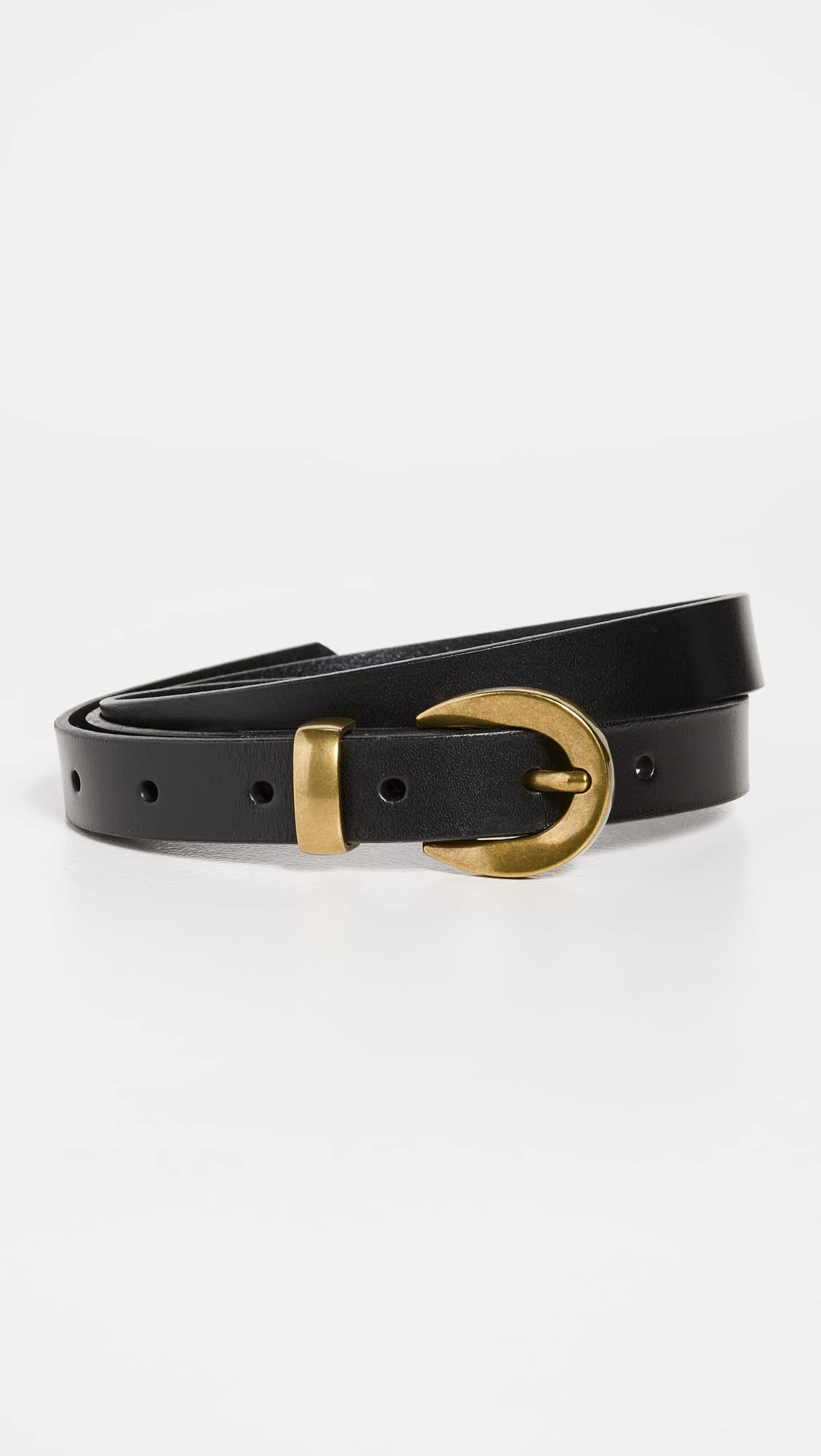 Madewell Women's Chunky Buckle Skinny Leather Belt, True Black, S