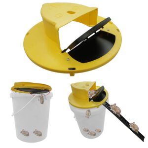 upgraded 5 gallon bucket lid, bucket lid mouse trap trapdoor style, indoor and outdoor, reusable 5 gallon bucket lid, no bucket (yellow)