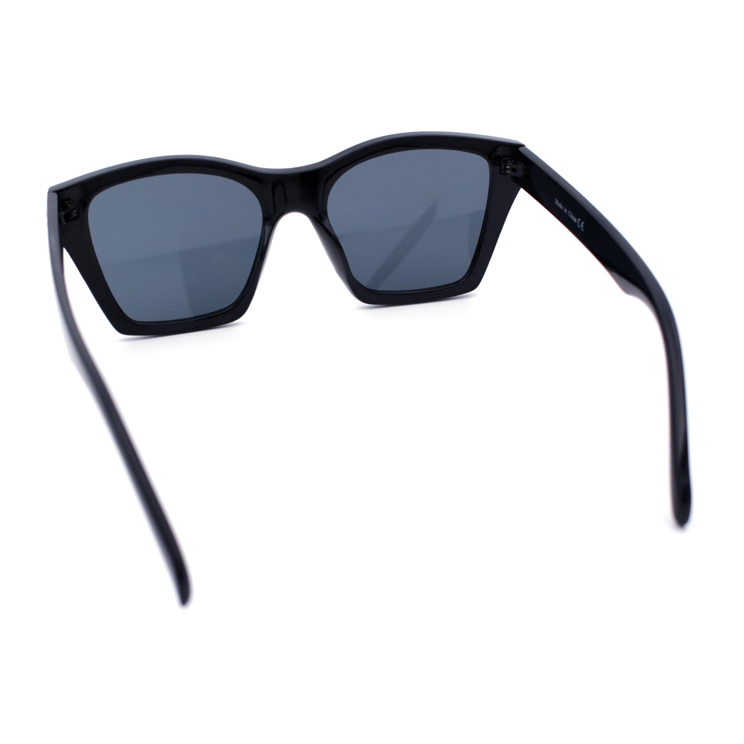 SA106 Womens Oversize Horn Rim Cat Eye Sunglasses All Black